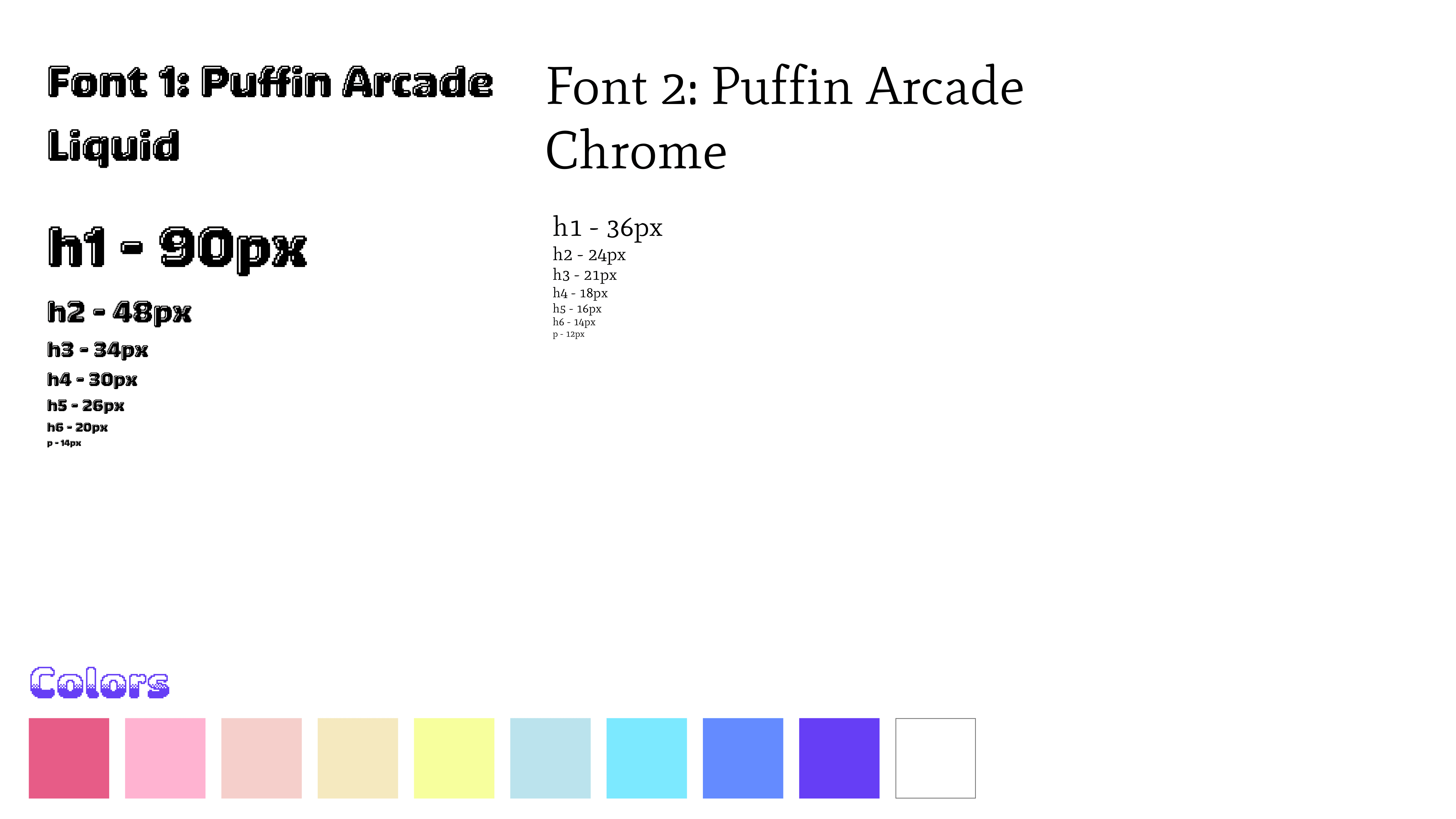 A page for storing the portfolio colors and fonts that would be used to make the website.